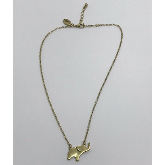 The Delta Box brass tone trunk up Elephant chain necklace 16” - Picture 12 of 12